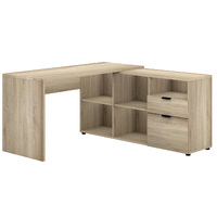 Rico 2 Drawer 5 Compartment Executive Home Office Work Desk Light Sonoma Oak