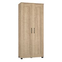 Montreal Broom Cupboard 2 Door Storage Pantry Cabinet Unit Light Sonoma Oak