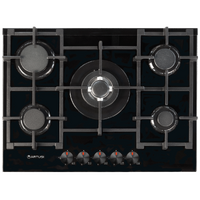 Artusi 70cm Built In Gas Glass Cooktop Black CAGH7000B