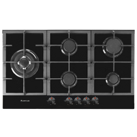 Artusi 90cm Built In Gas Glass Cooktop Black CAGH9000B