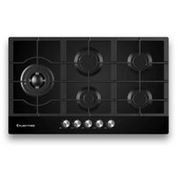 Kleenmaid 90cm Black Glass Gas Cooktop GCTK9012