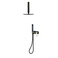 THH Bathroom Concealed Shower set Gold handle & Matt Black Body